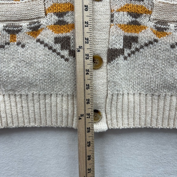 Sinransinya Women’s XL Button Front Cardigan Sweater Cream Abstract Pattern - Picture 6 of 9